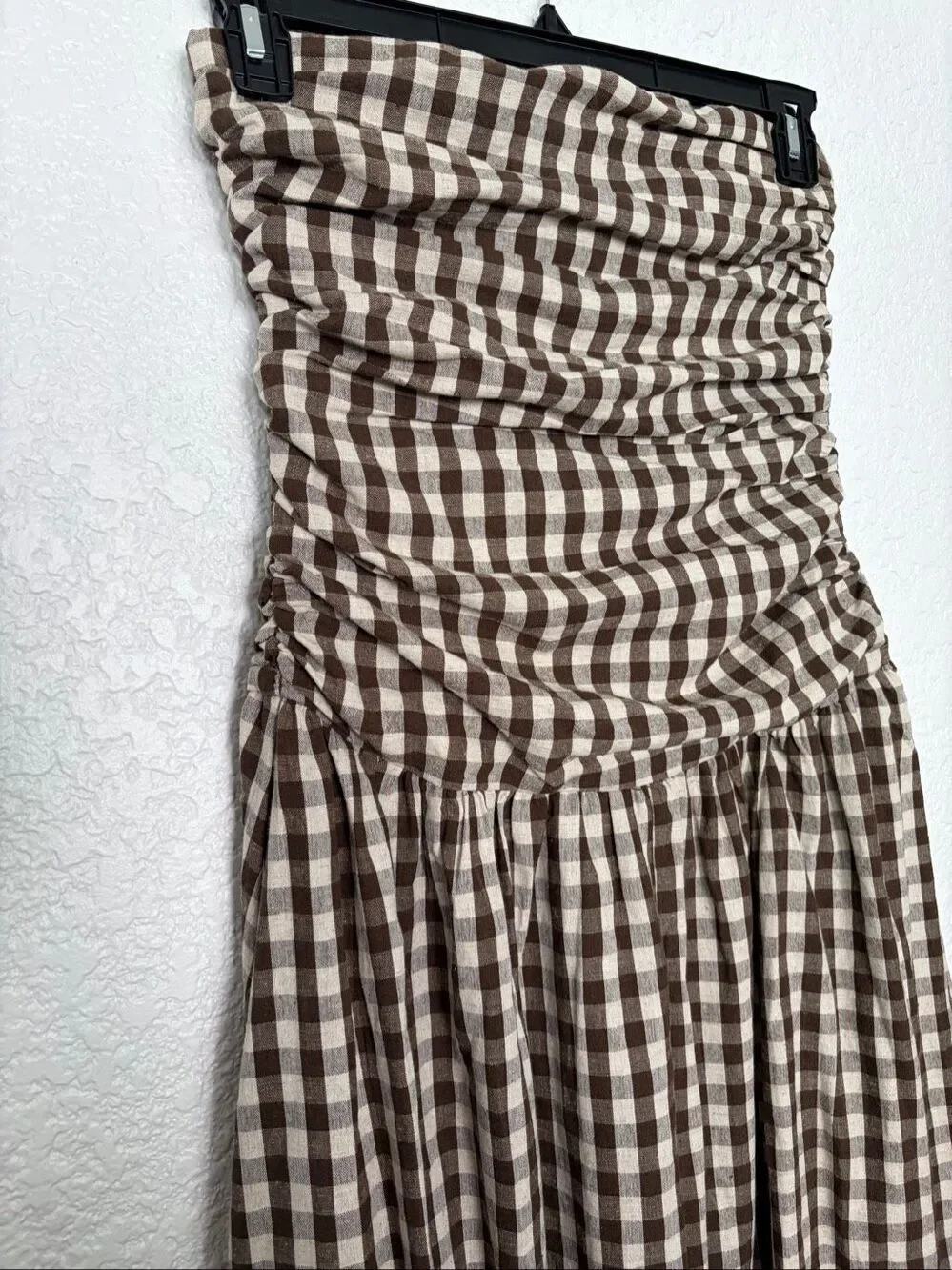Peppermayo Carmel Strapless Maxi Dress in Brown Gingham Size 4